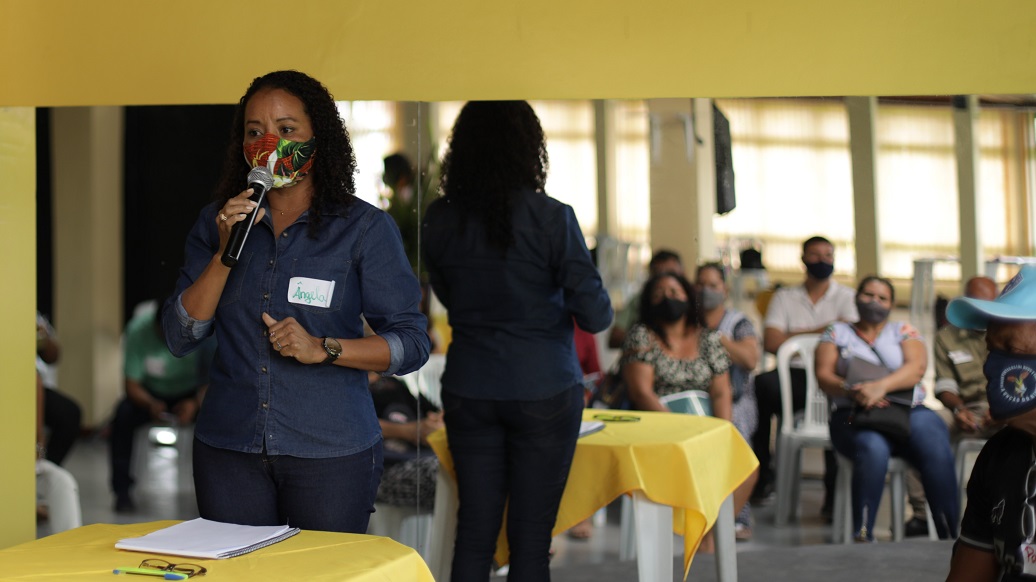 a person holding a microphone