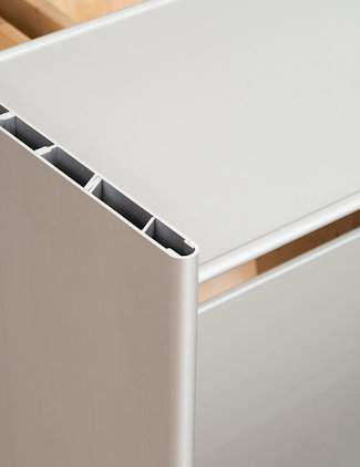 Hem's aluminium shelving system based on recycled extruded aluminium profiles from Hydro