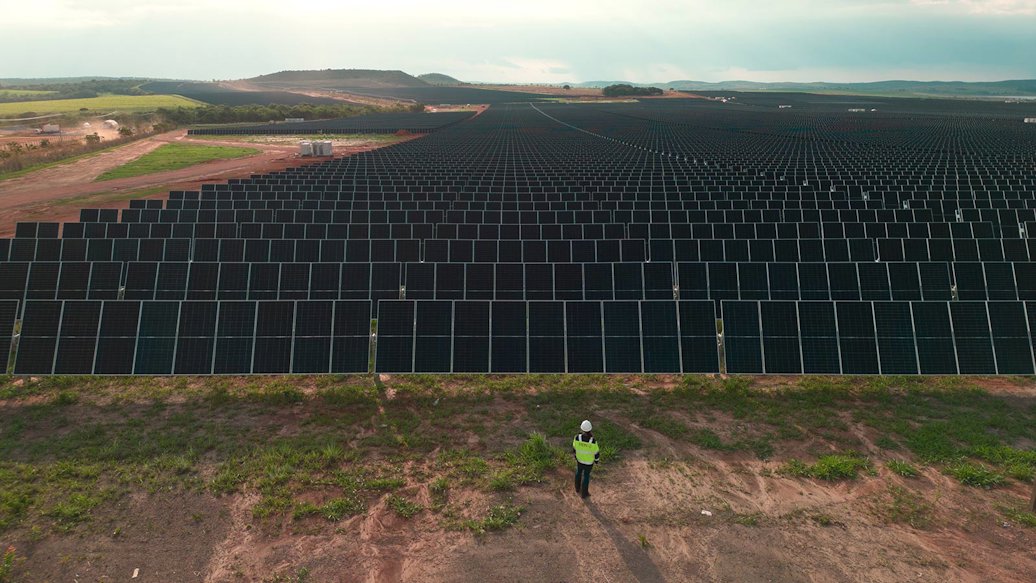 a person standing in front of the Boa Sorte solar complex