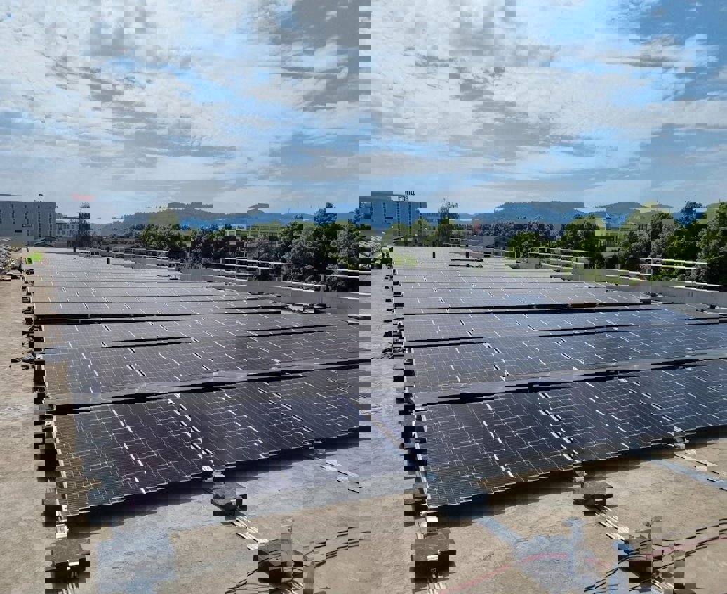 solar panels on a roof