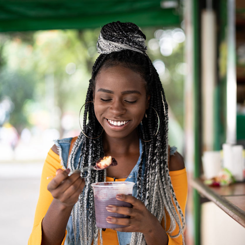 woman enjoying acai