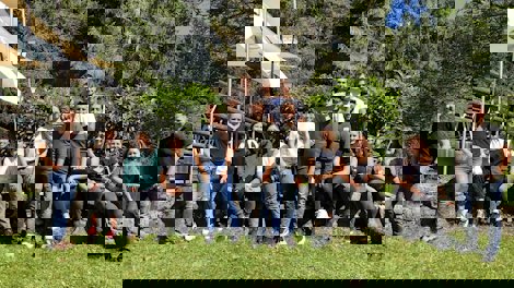 a group of people posing for a photo