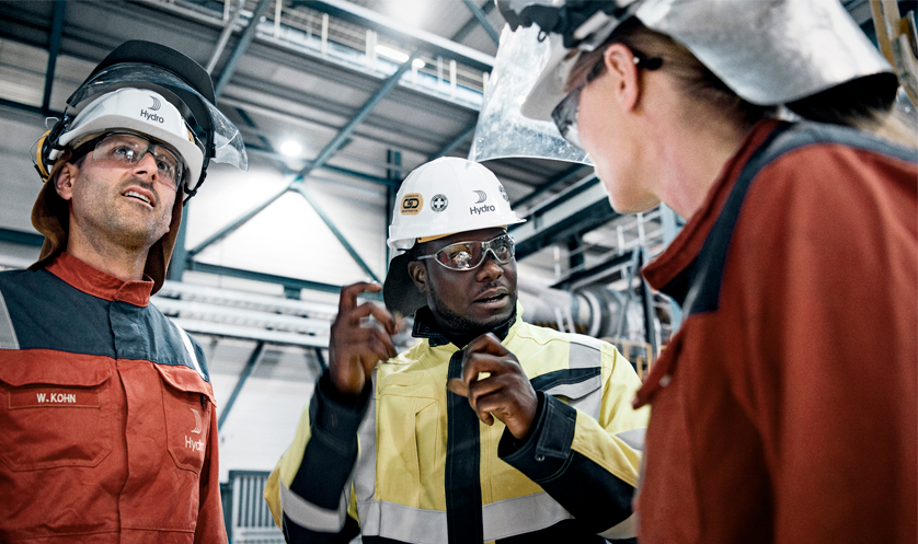 Small group of Hydro employees in protective gear