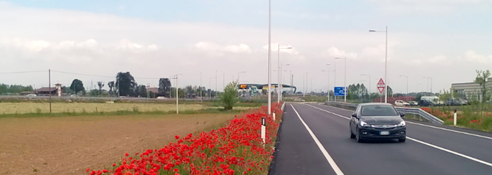 light poles next to rural road