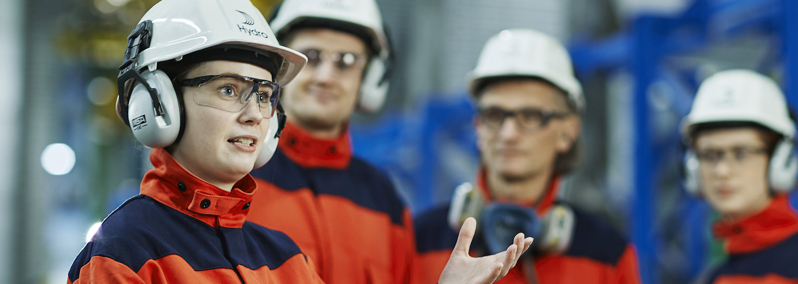 Small group of Hydro workers in protective gear
